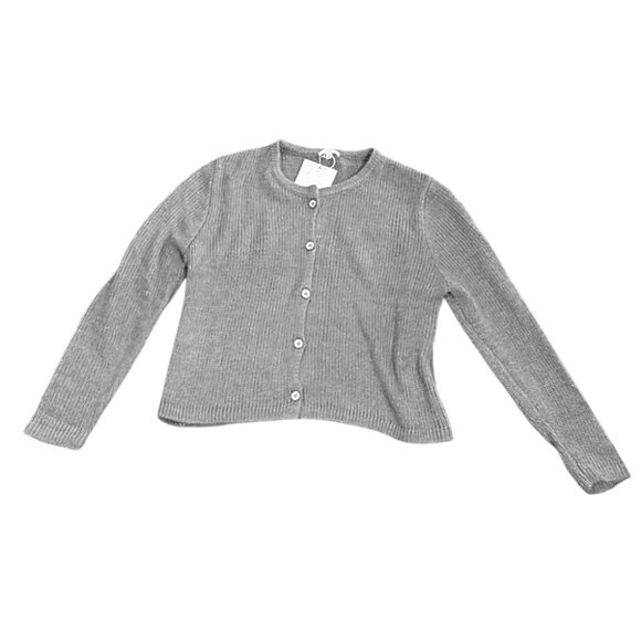 NIA Womens NWT Cardigan Sweater Solid Gray Button S/M Acrylic Wool Long Sleeve - Picture 4 of 5